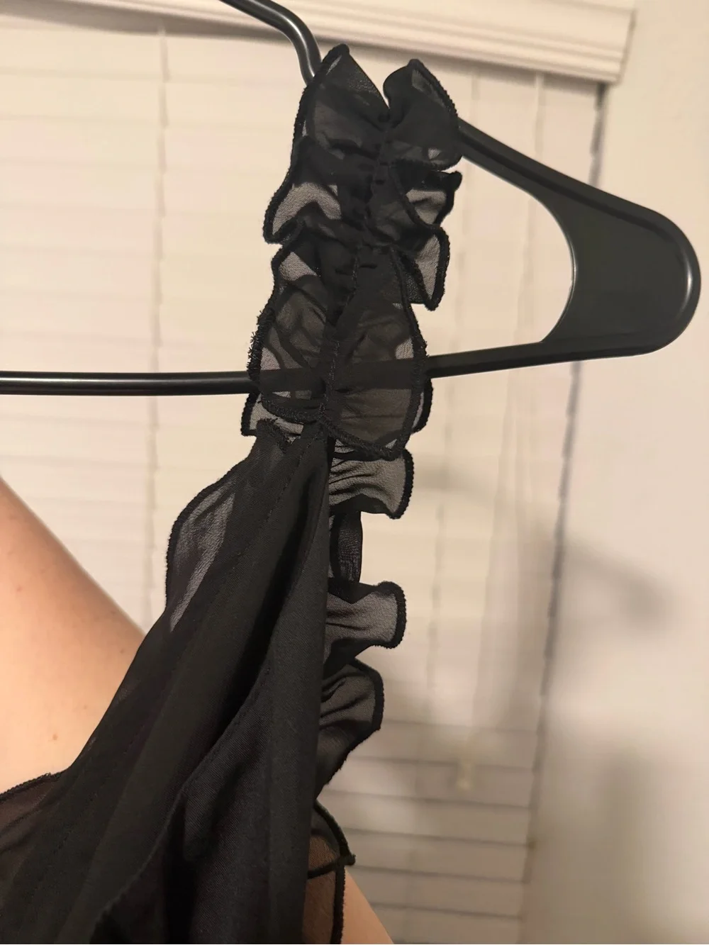 Commense Chiffon High-Low Hem Cutout Long Dress- Black with Deep V neck - Picture 7 of 8